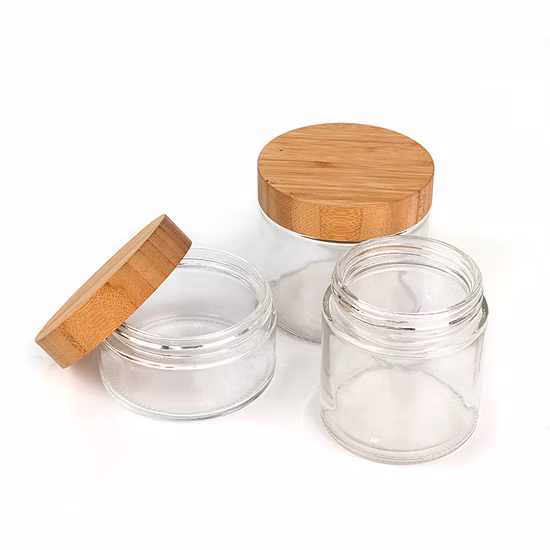 친환경 대나무 뚜껑이 달린 친환경 220ml 300ml 420ml 660ml 730ml 투명 저장 유리병