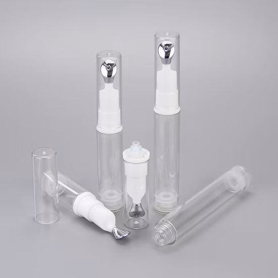 두 배 벽 7.5ml 10ml 15ml 명확한 San 플라스틱 눈 크림 반대로를 위한 아연 합금 도포구를 가진 답답한 병