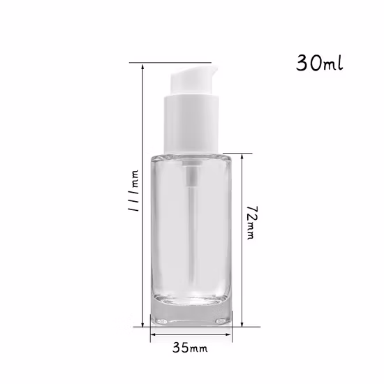 병에 담긴 유리 리퀴드 파운데이션 서브