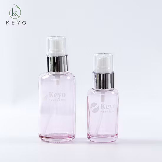 스킨케어 클리어 핑크 30ml 50ml 100ml 유리병 포장 로션 세럼 스프레이 펌프 병