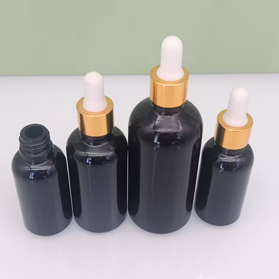 검은 점적기로 포장하는 혈청 포장 스킨케어 병 유리