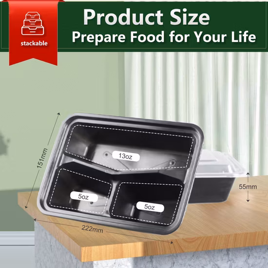 테이크아웃용 흰색 6칸 플라스틱 도시락 상자